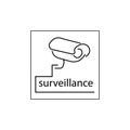 Security camera outline. Vector icon of cctv sign on eps 10. Inscription surveillance.